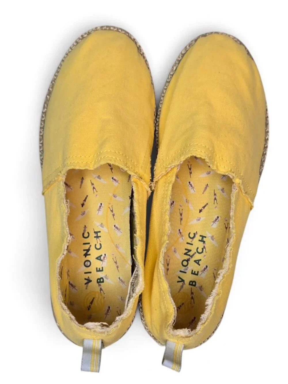 Vionic Beach Laguna Espadrilles Women's Yellow Flat Canvas Boho Slip On Resort 9